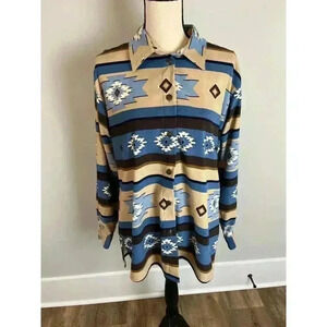 Vintage Capacity Women's Southwestern Aztec Western Rancher Button Up Shirt M